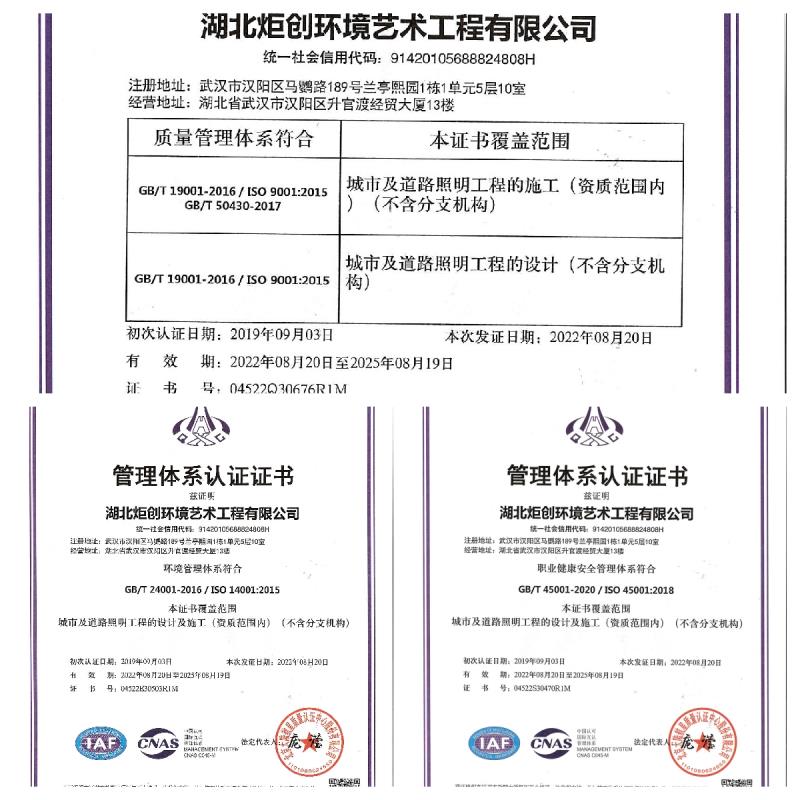 ISO管理体系认证证书
